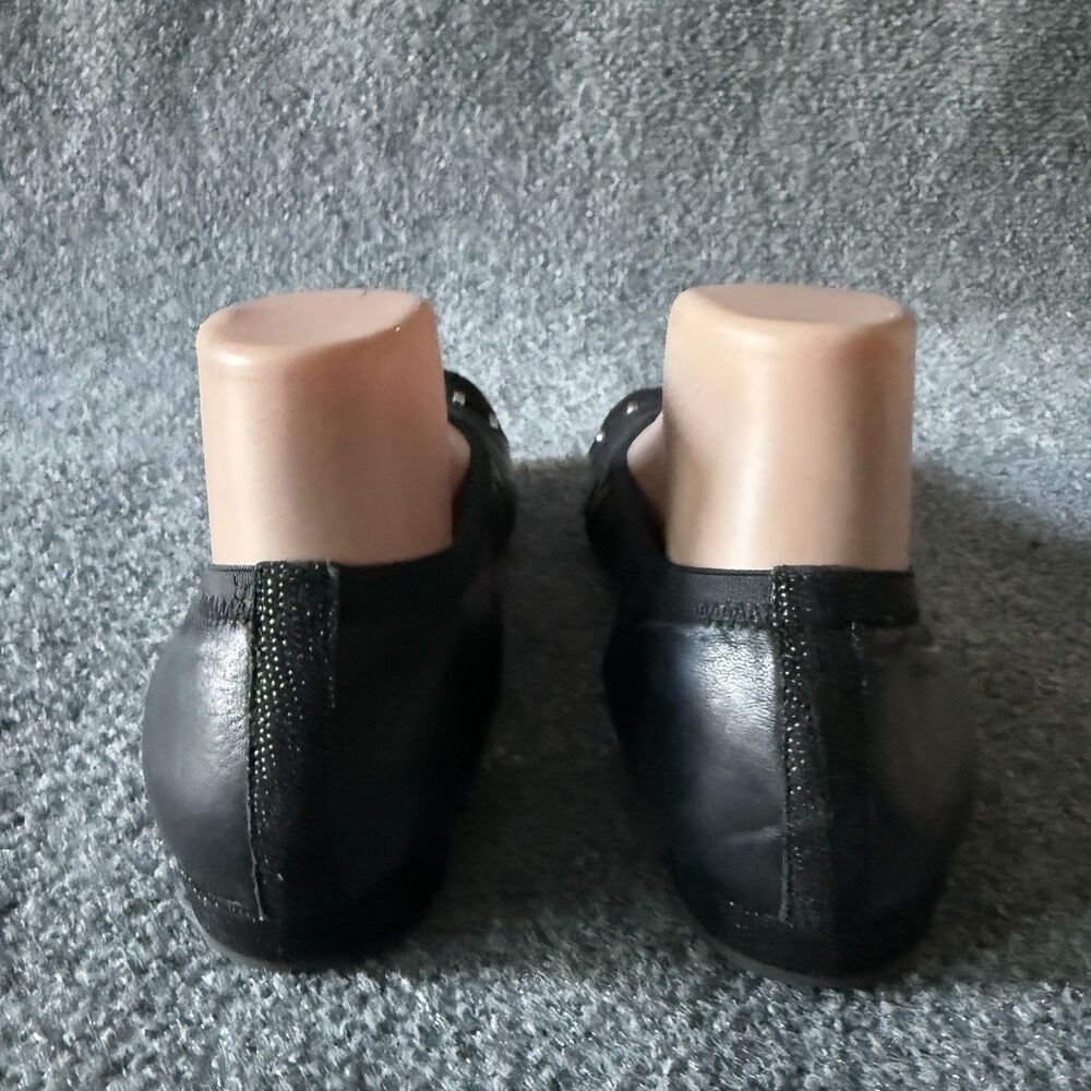 Stuart Weitzman Black Studded Cap Toe Slip-On Ballet Flat Leather Women's 7.5M - Picture 6 of 11